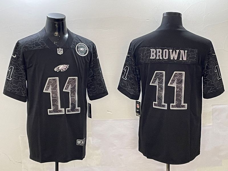 Men Philadelphia Eagles #11 Brown Black 2025 Nike Vapor Limited NFL Jersey style 3